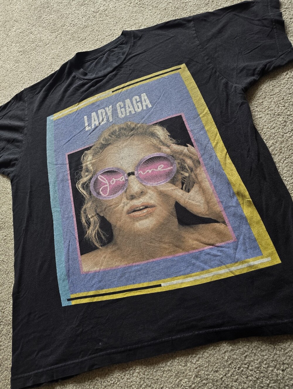 Lady Gaga 2017 Joanne World Tour Band T Shirt Black Size Large